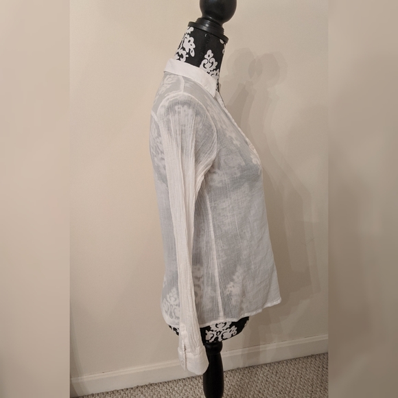 5/$25 The Limited white sheer collared shirt - Picture 2 of 4